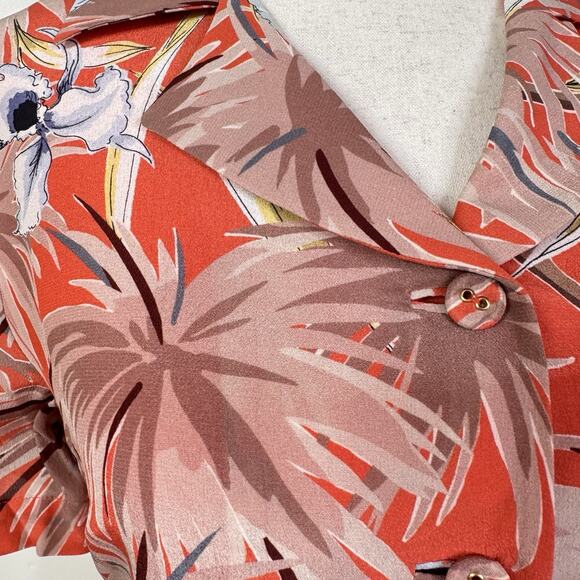 Valentino Silk Shirt Dress Red Floral Print Size IT 38 / US 2 NWT Made in Italy - Picture 5 of 15